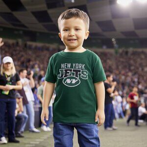 NFL Team Toddler Jersey New York Jets Size 3T Green W/White Logo Polyester Snap